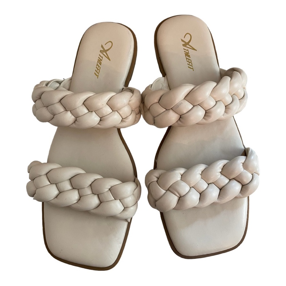Tan Braided slip on sandals size 6